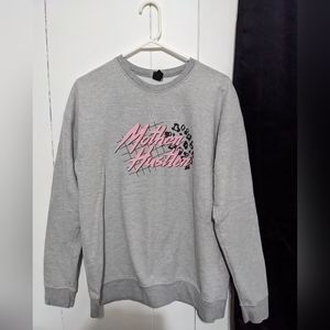 women's. M. Mother hustler sweatshirt. Grey and pink